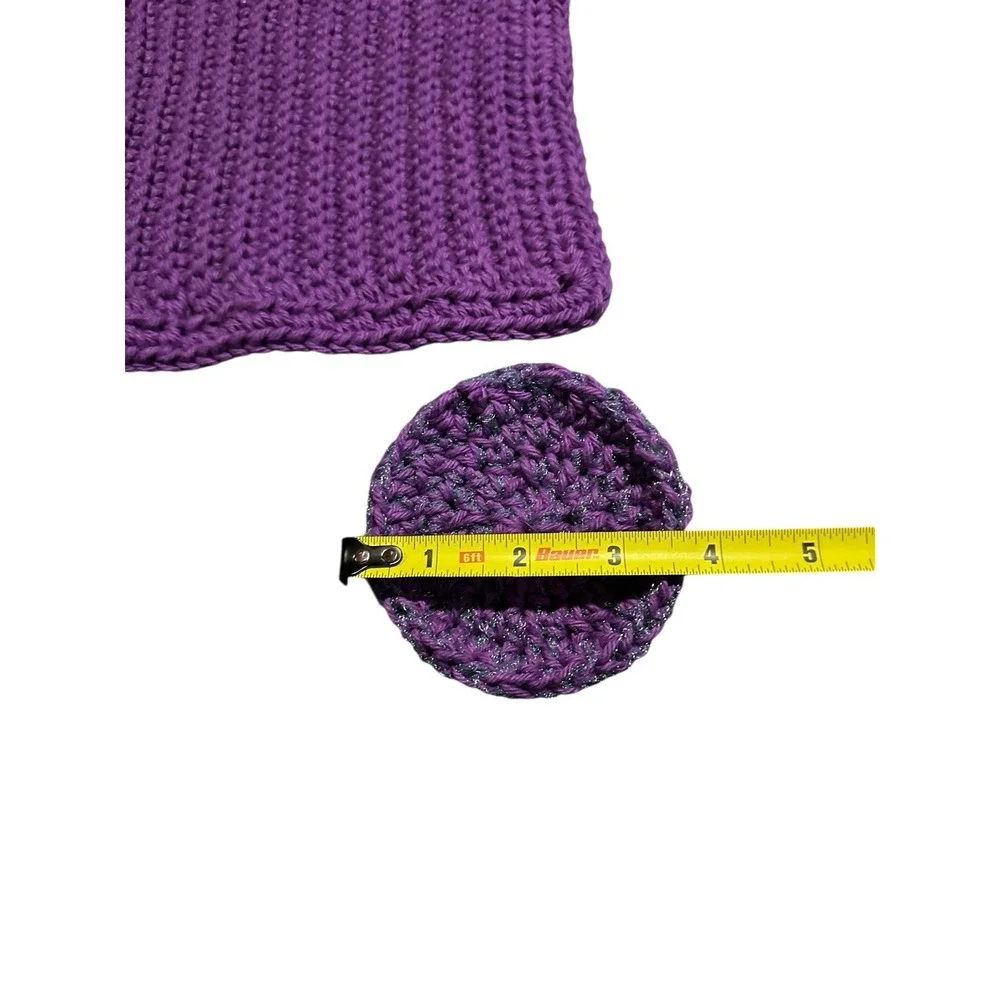 NEW handmade‎ crochet purple cotton wash cloth with dish scrubbie